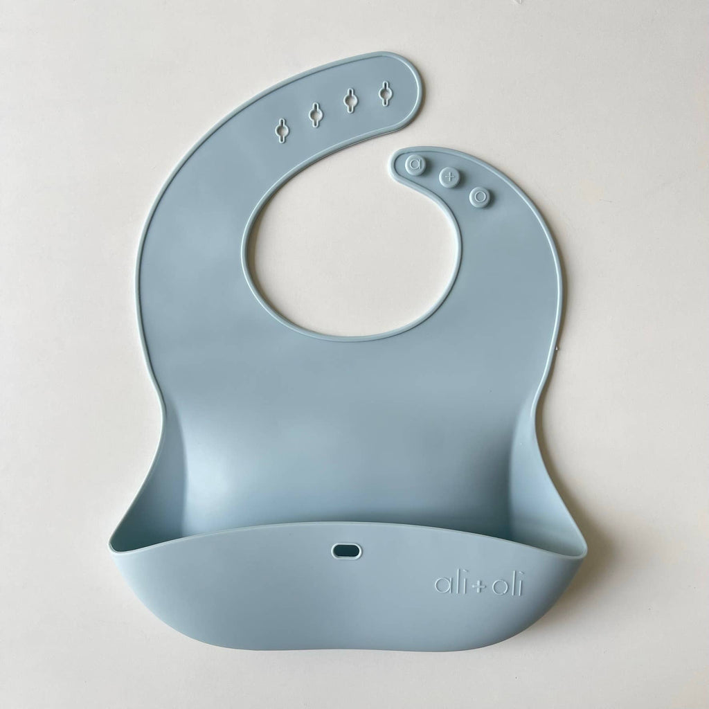 Ali+Oli - Silicone Baby Bib Roll Up & Stay Closed - (Sky)