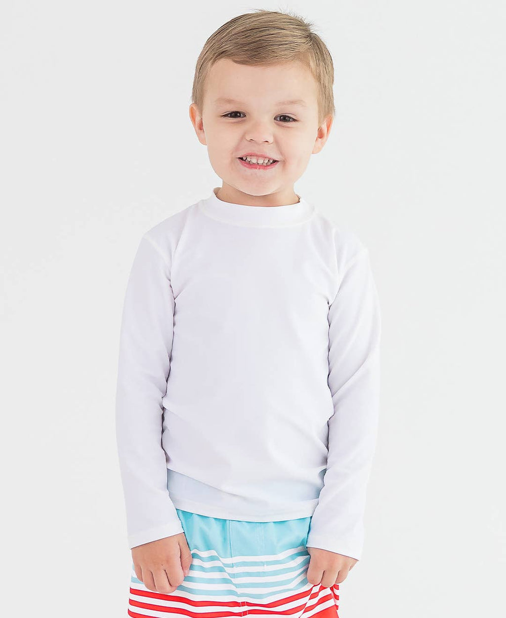 RuffleButts + RuggedButts - Boys White Long Sleeve Rash Guard
: White / 2T