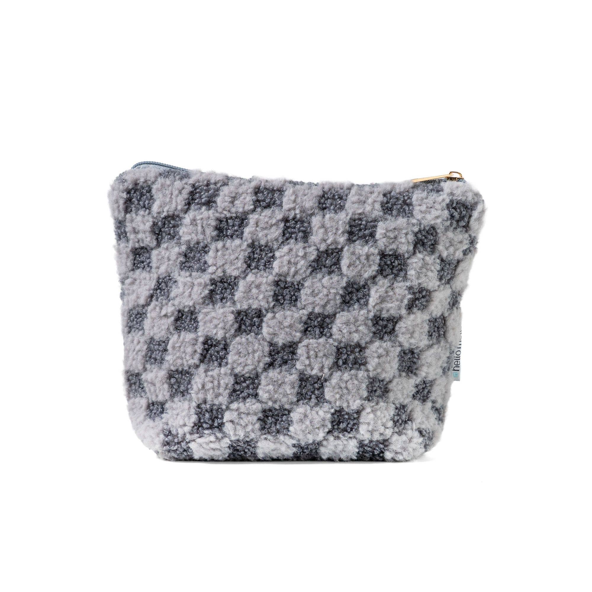 Hello Mello - Good Stuff Essentials Bag featuring a soft, textured checkered pattern in neutral tones, perfect for stylish kids and mom life essentials.