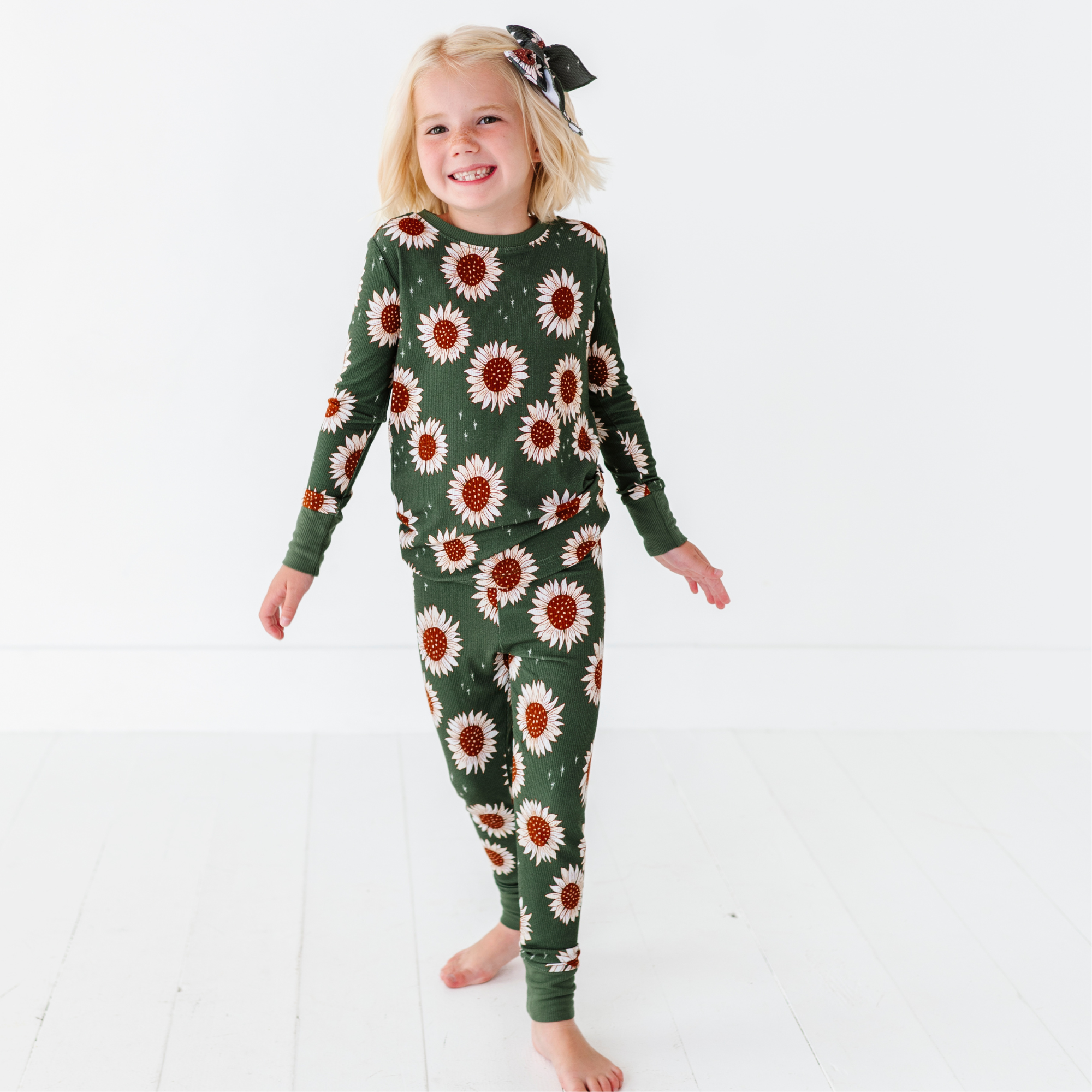 Kiki + Lulu - Rustic Blooms Ribbed Toddler/Big Kid Pajamas: 4T