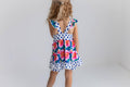 Adorable Sweetness - Kids Pink Floral & Navy Polka Dot Pocket Ruffle Short Set