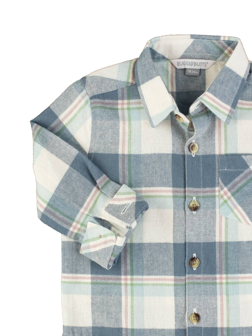 RuffleButts + RuggedButts - Boys Alpine Plaid Flannel Long Sleeve Button Down Shirt
: Blue / 2T