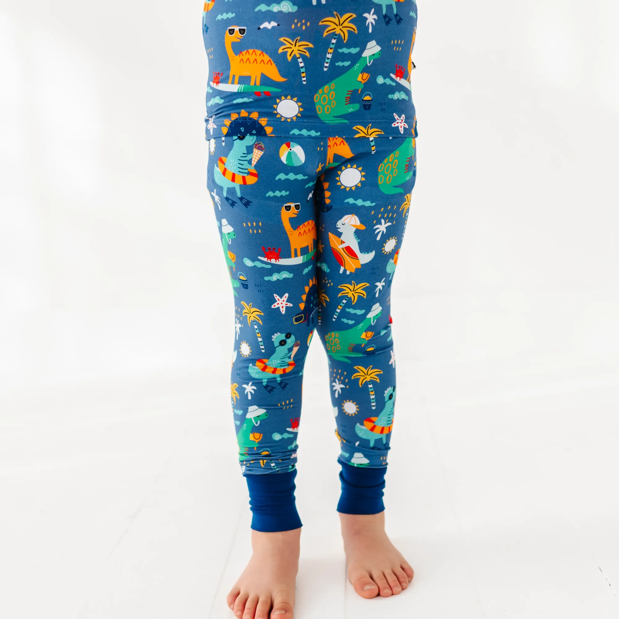 Kiki + Lulu - Blue Dino Kid Pajamas: 5/6T
