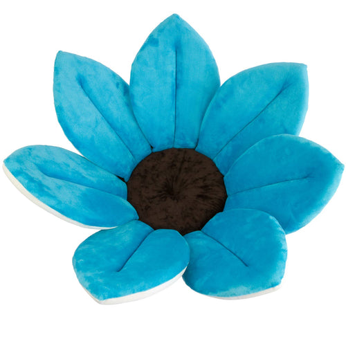 Blooming Baby - Blooming Bath Original: Blue is a soft, plush flower-shaped bath cushion for infants, offering cozy baby essentials with soothing nature-inspired colors and comfort.