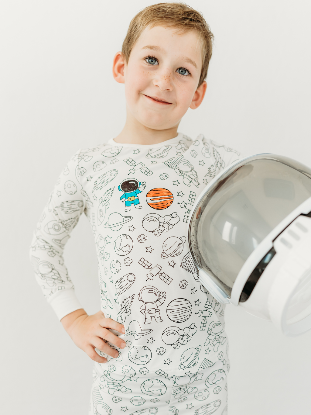 Bee Colorful Co. - Space Coloring Pajamas 2 piece set made from Bamboo: 3T