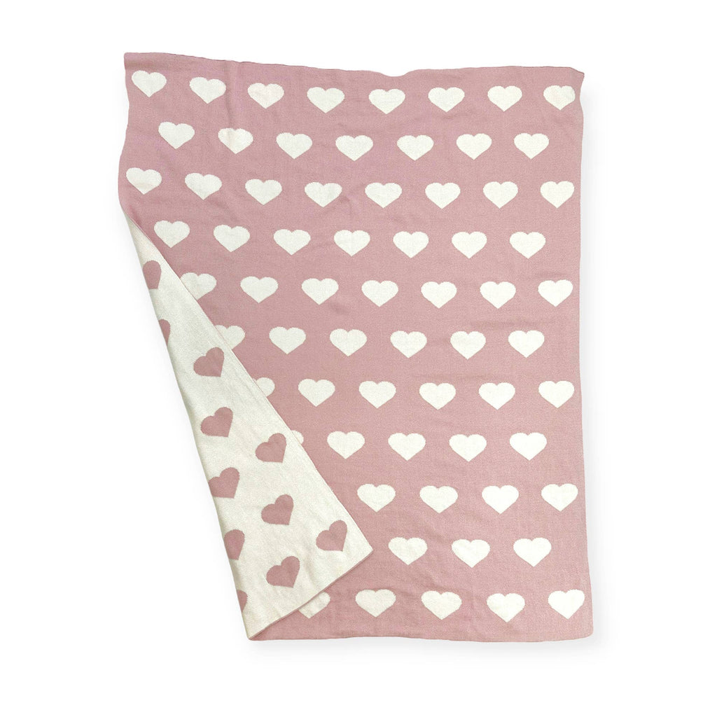 Viverano Organics - Hearts Reversible Sweater Knit Baby Blanket Organic Cotton