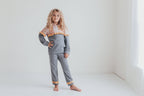 Gray & Mustard Flower Hoodie Sweatpant Loungewear Set