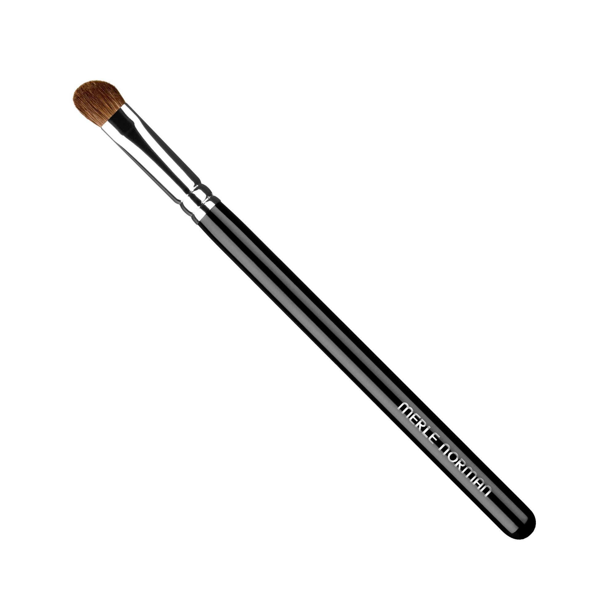 Makeup Artistry Eyes #4 Brush (Angled Shadow) with a black handle and angled brown bristles, ideal for precise eye shadow application.