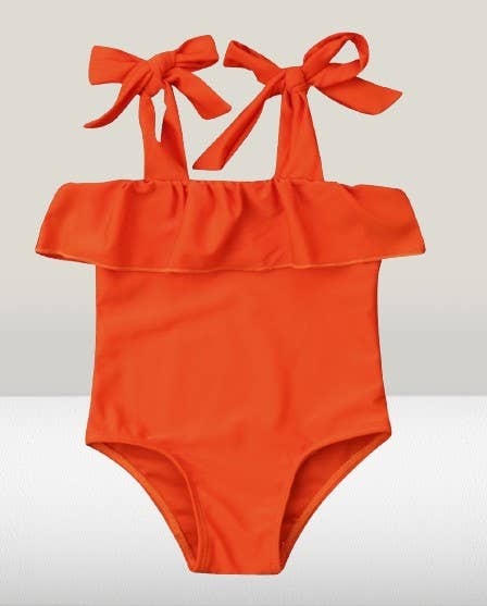 Fennco Styles - Orange Ruffle One-Piece Toddler Girl Swimsuit: 1-2T