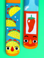 Pals Socks - Taco & Hot Sauce Mismatched Non-Slip Socks for Kids: Ages 9-12