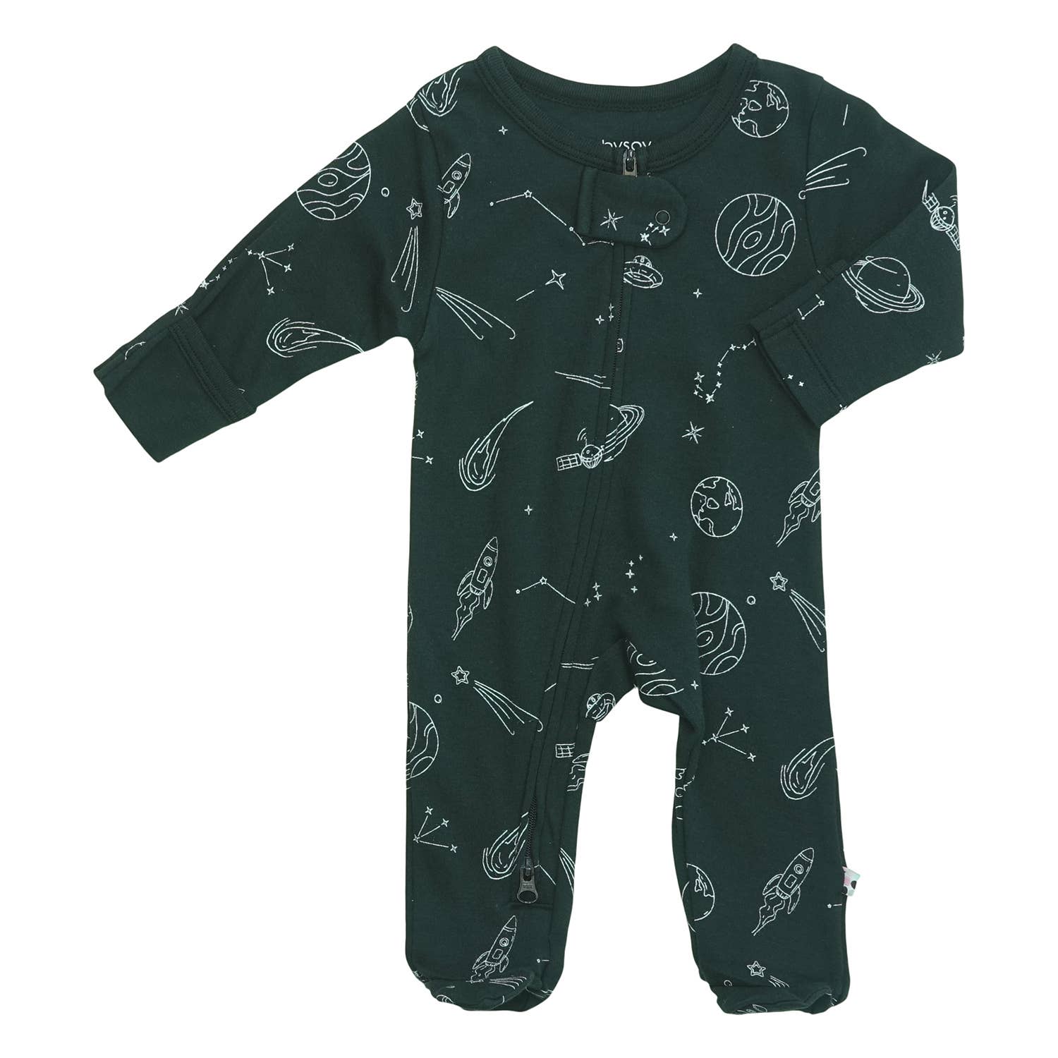 babysoy Inc - Babysoy Pattern Print Zipper Footie: Space-Pirate / 3-6m