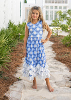 Olivia Ruffle Blue Floral Dress
