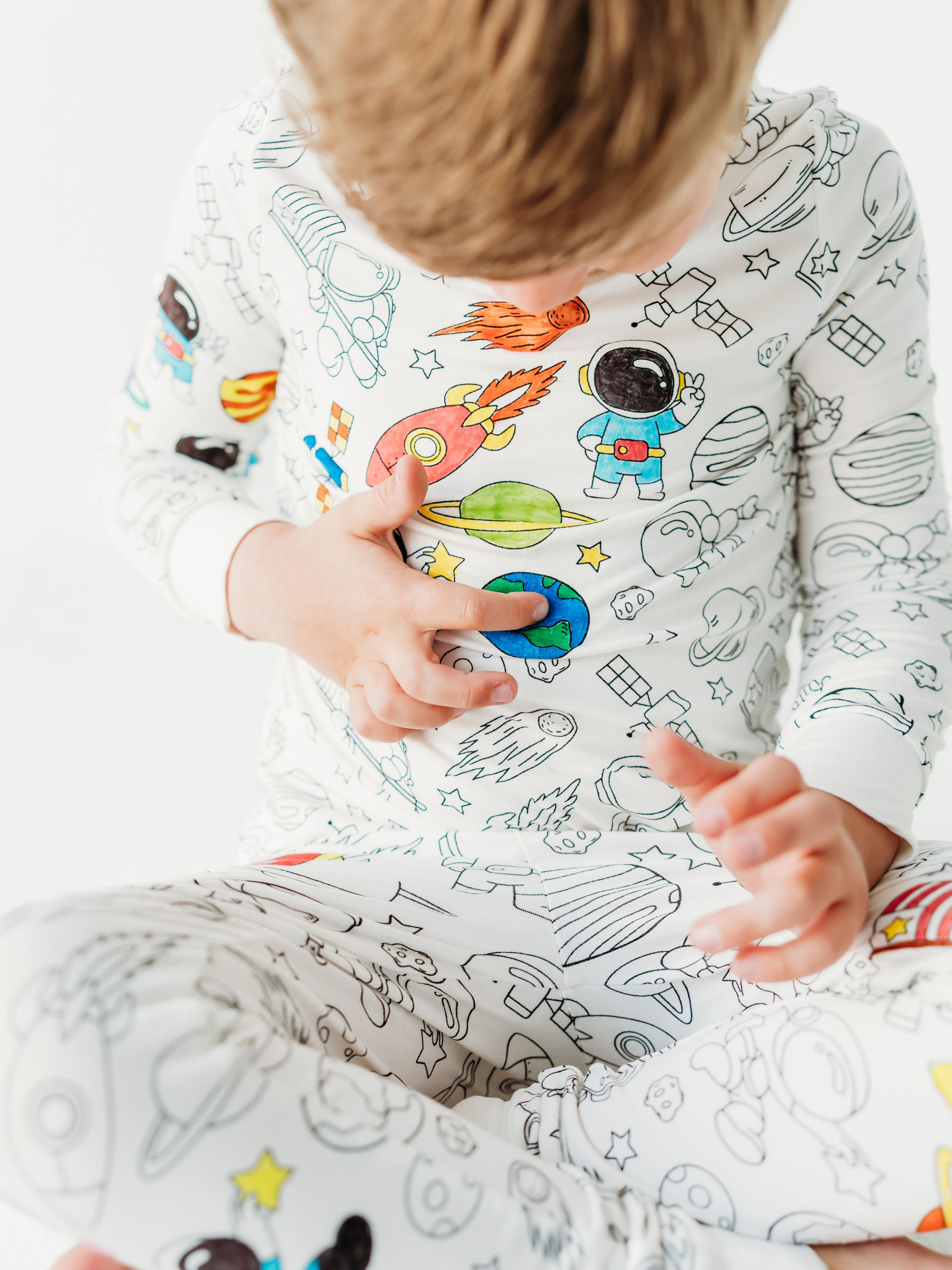 Bee Colorful Co. - Space Coloring Pajamas 2 piece set made from Bamboo: 2T