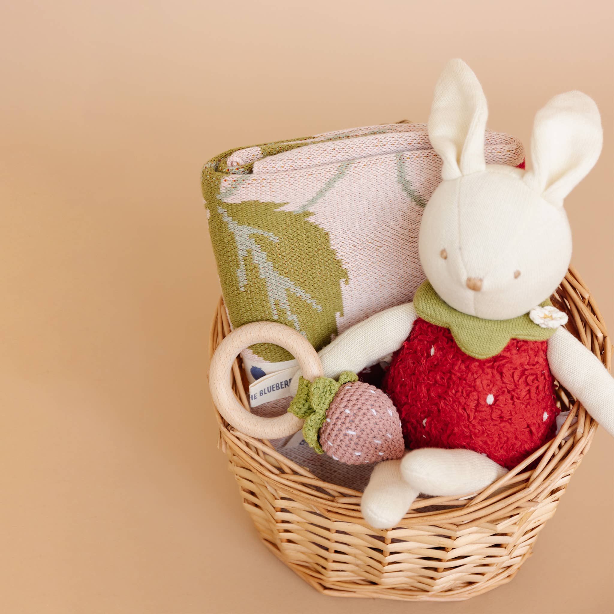 The Blueberry Hill - Blanket Strawberry Bunny Organic Baby Decor Spring Summer: Blush