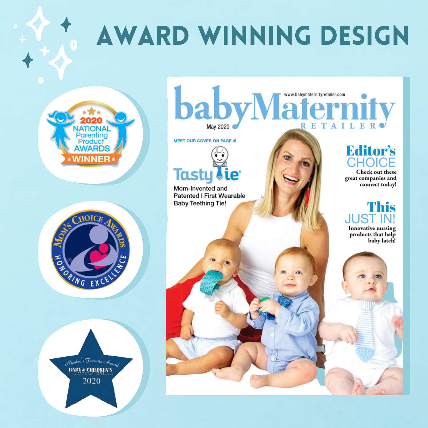 Tasty Tie® - Tasty Tie Teether, Crinkle Toy, Baby Boy Gift: Polkadot