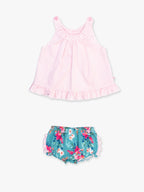 RuffleButts + RuggedButts - Baby Girls Fancy Me Floral Knit Swing Top and Bloomer Set
: Blue / 2T/3T