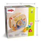 Underwater World Wooden Shape Sorter by HABA, a natural wood educational toy with colorful underwater-themed shapes designed for imaginative play and sensory development.