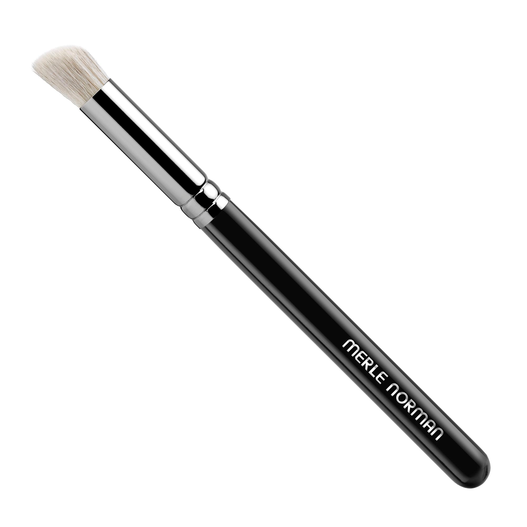 Makeup Artistry Face #8 Brush (Angled Concealing) with soft angled bristles and sleek black handle for precise makeup application in a curated children’s boutique setting focused on mom life essentials.