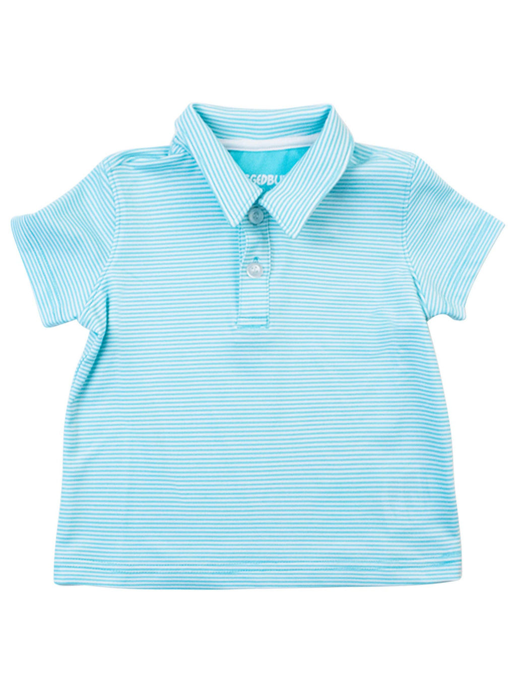 RuffleButts + RuggedButts - Boys Bright Aqua Micro Stripe Knit Short Sleeve Performance Polo
: Blue / 3T