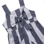 Fennco Styles - White-Grey Striped Sleeveless Girl Jumpsuit: 3-4T