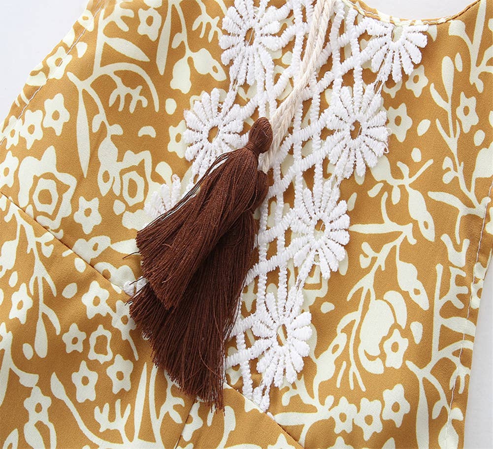 Fennco Styles - Flower Lace Backless Baby Girl Sunsuit Romper : 6-12m