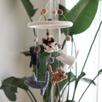 Mobile - Felt Baby - Cat featuring soft felt cats in neutral and muted tones hanging from a circular frame, perfect for a modern baby nursery or as a unique baby gift.