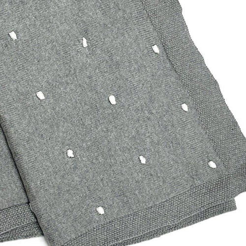 Viverano Organics - Bobble - Organic Cotton Sweater Knit Baby Blanket in soft gray with textured bobble details, offering cozy, breathable fabric for modern baby essentials.