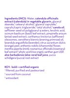 Text listing certified organic ingredients including chamomile, mint, aloe vera, calendula, lavender, rosemary, and safflower oil in California Baby - Chamomile & Mint™ Everyday Lotion for gentle, soothing care in a curated children’s boutique collection.
