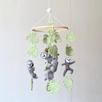 Mobile - Felt Baby - Sloth hanging baby mobile with soft green felt leaves and cuddly sloth figures, perfect for nursery decor from a curated children’s boutique.