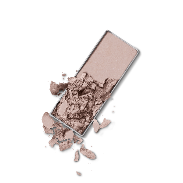 Soft matte neutral-toned eyeshadow pan with a smooth, finely milled texture and some scattered powder, Soft Touch Shadow.