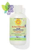 California Baby - Tea Tree & Lavender Hair Conditioner in a white bottle with green label, featuring plant-based formula for babies, kids, and adults in a children’s boutique style.