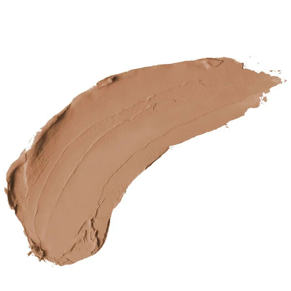 Smudge of neutral-toned makeup cream showcasing smooth texture and warm beige color for Total Finish Compact Makeup, perfect for everyday mom life essentials.